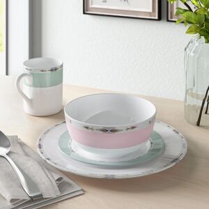 Spode Formal Deco Porcelain Soup Bowl Set 4 Pink/White Dinnerware